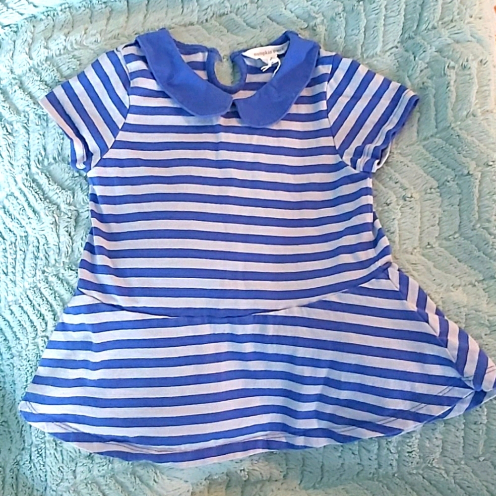 Periwinkle Peter pan color peplum tunic stripe